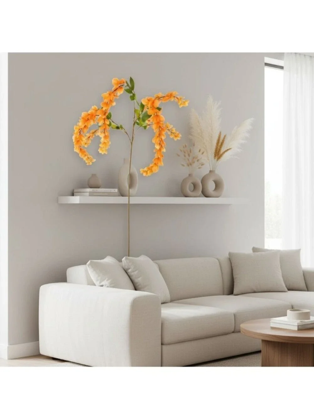 Orange Wisteria Stem 43 Inch Artificial Hanging Flowers Tangerine Silk Wisteria